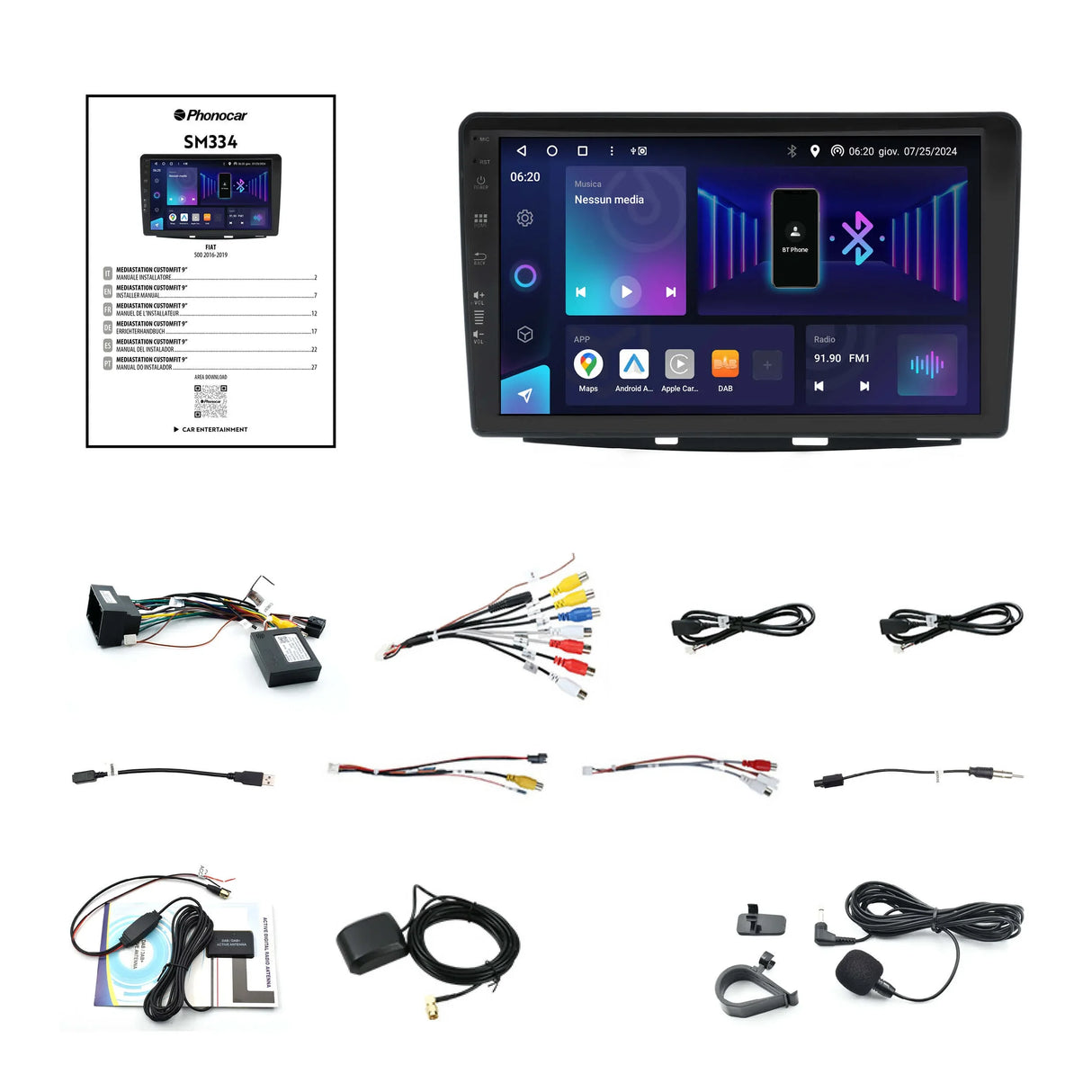 Phonocar SM334 Autoradio per FIAT 500 (312) 2016-2019, Android 13
