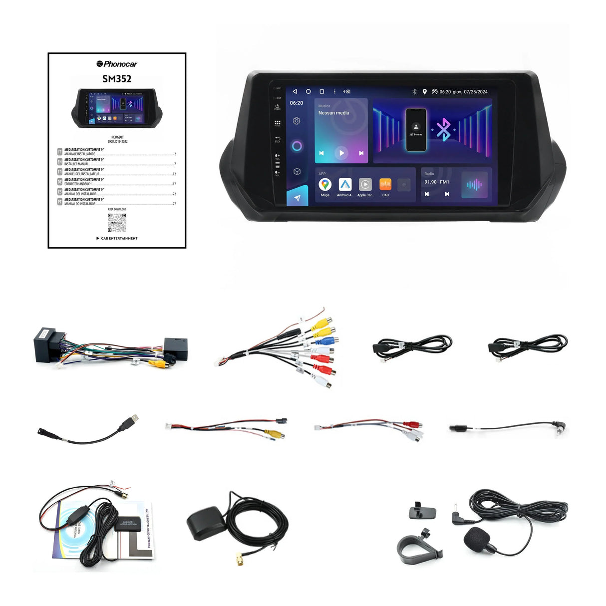 Phonocar SM352 Autoradio per PEUGEOT 2008 II (UD, US, UY, UJ, UR, UC) CUSTOM FIT 9” Android 13