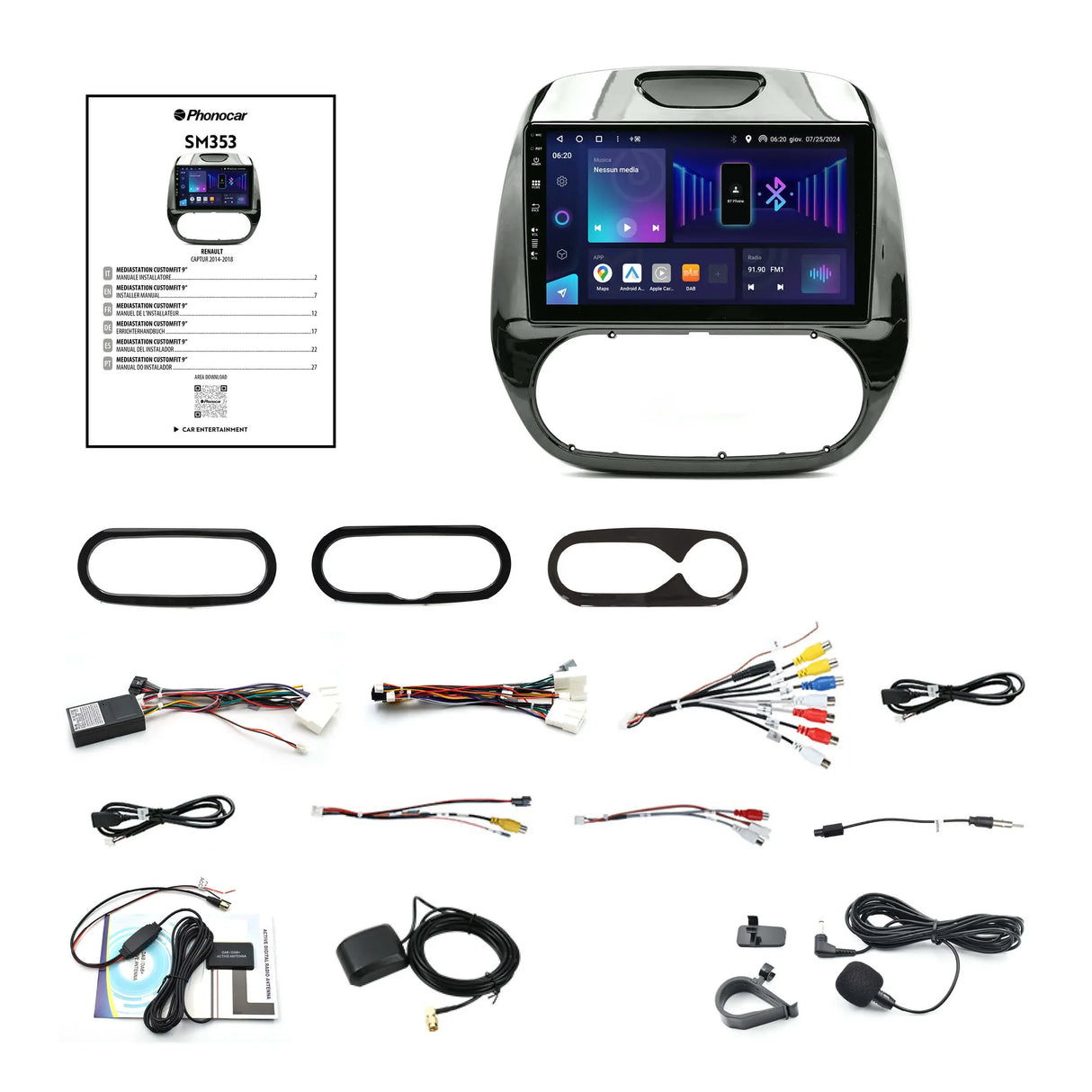 Phonocar SM353 Autoradio per RENAULT CAPTUR 2014-2018, CUSTOM FIT 9” Android 13