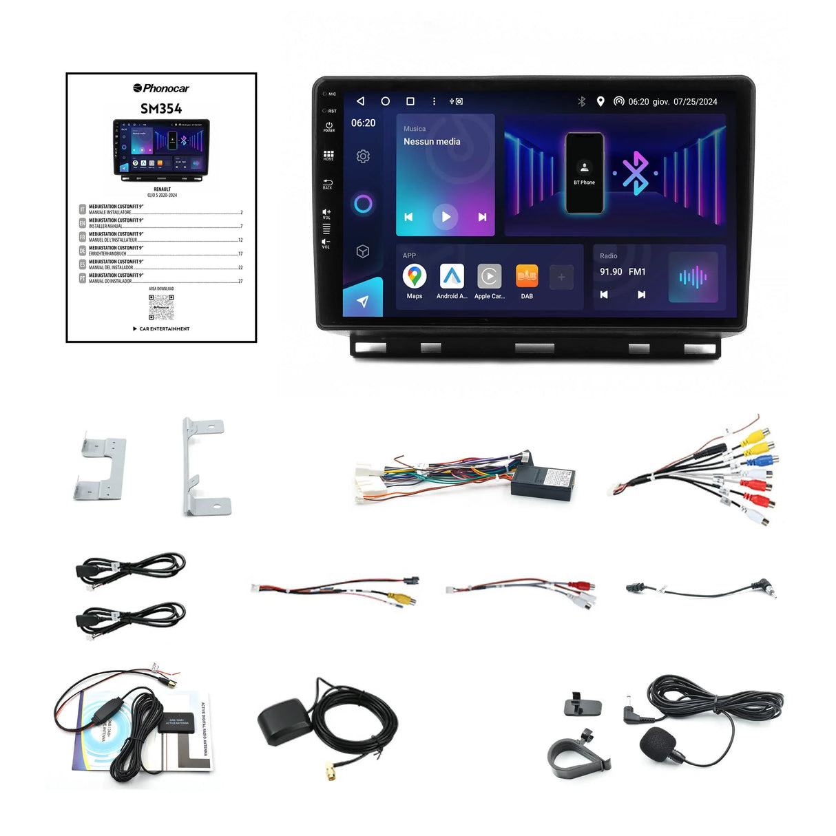 Phonocar SM354 Autoradio per RENAULT CLIO V (B7_), 2020-2024, Android 13