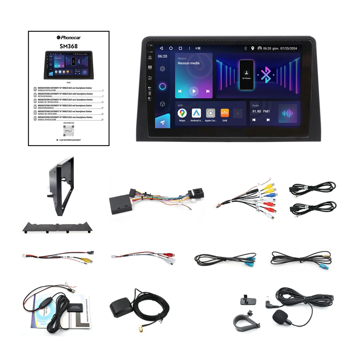 Phonocar SM368 Autoradio Android 10" QLED per Smartphone Station su FIAT DOBLÒ 2025