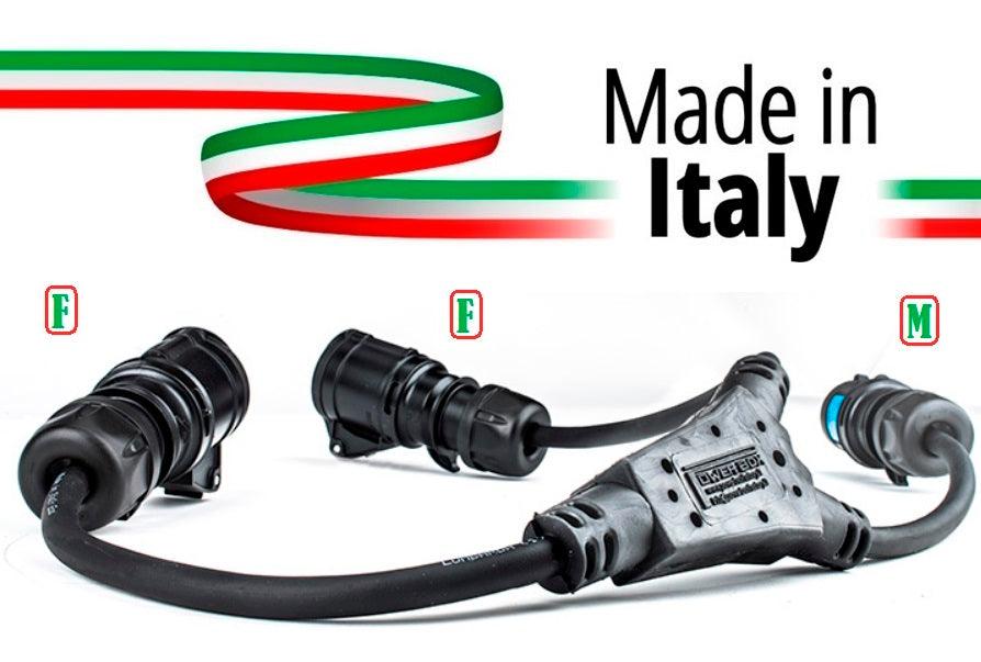 SPLITTER CEE SDOPPIO MADE IN ITALY SPINA PCE 16A MASCHIO 3 POLI 2P+T IP44 A PRESA 16A FEMMINA PCE LOOP 16A 3P - TechSoundSystem.com