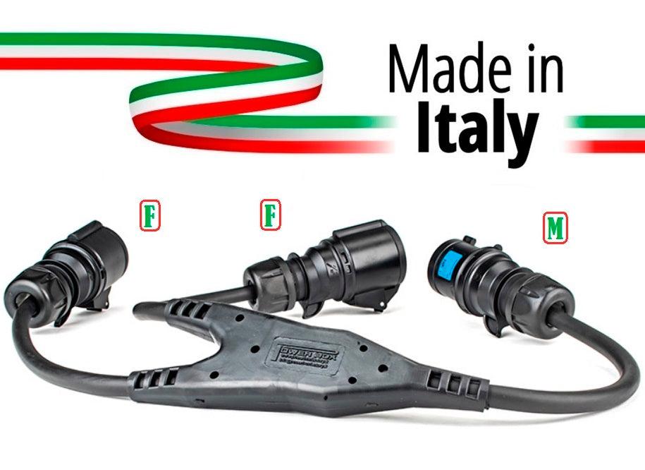 SPLITTER CEE SDOPPIO MADE IN ITALY SPINA PCE 32A MASCHIO 3 POLI 2P+T IP44 A 2 PRESE 32A FEMMINA PCE - TechSoundSystem.com