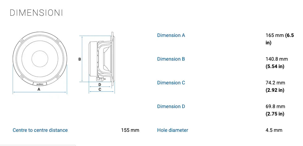 Audison AV 6.5 P II coppia woofer 165mm 4 Ohm 300W