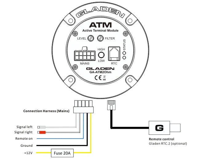 Gladen ATM 4 Ohm modulo attivo per subwoofer in cassa chiusa 1 x 200 Watts RMS