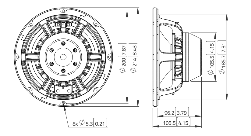 Lavoce WAN082.00 woofer da 200mm 8 Ohm 400W