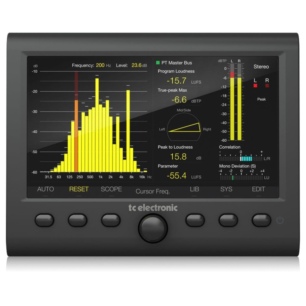 TC ELECTRONIC CLARITY M STEREO DESKTOP AUDIO METER MISURATORE DI LIVELLO STEREO DISPLAY HD 7" - TechSoundSystem.com