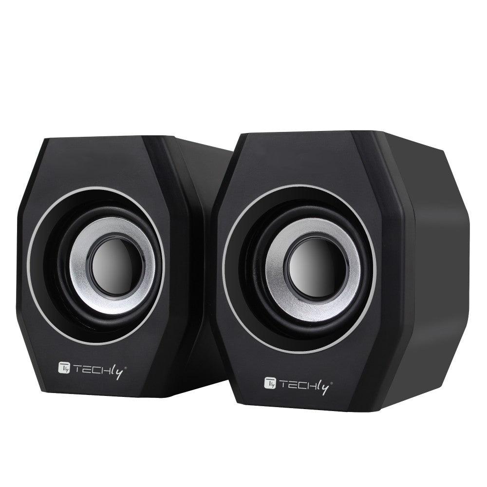 TECHLY ICC SP-320STY COPPIA CASSE USB 2.0 E JACK 3.5MM CON CONTROLLO VOLUME - TechSoundSystem.com