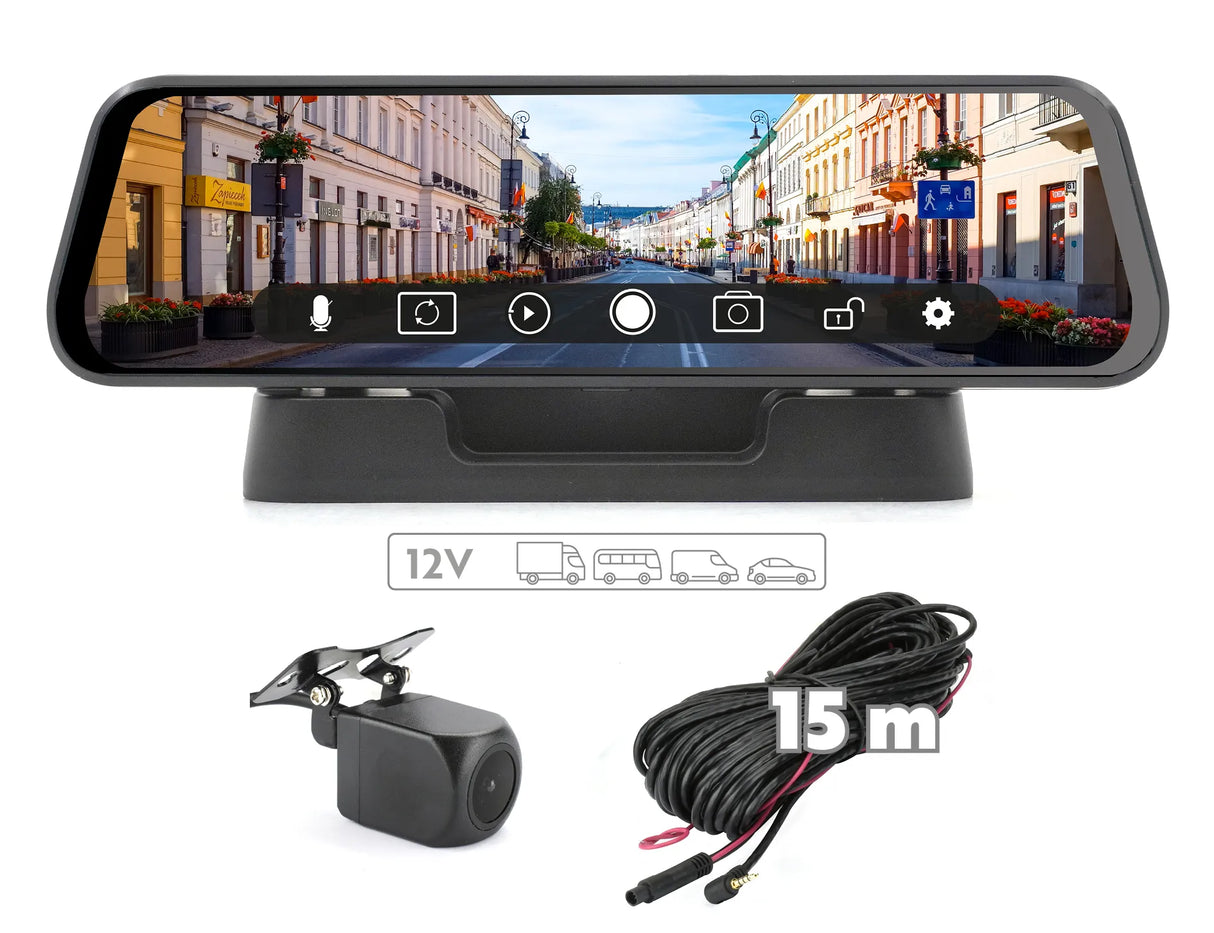 Phonocar VM494 specchietto retrovcisore 9.7" DVR con Retrocamera compresa