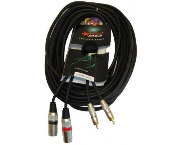 EXTREME 2R2X10PRO 2 RCA MASCHIO - 2 XLR MASCHIO CAVO AUDIO DI SEGNALE SCHERMATO 10 MT - TechSoundSystem.com