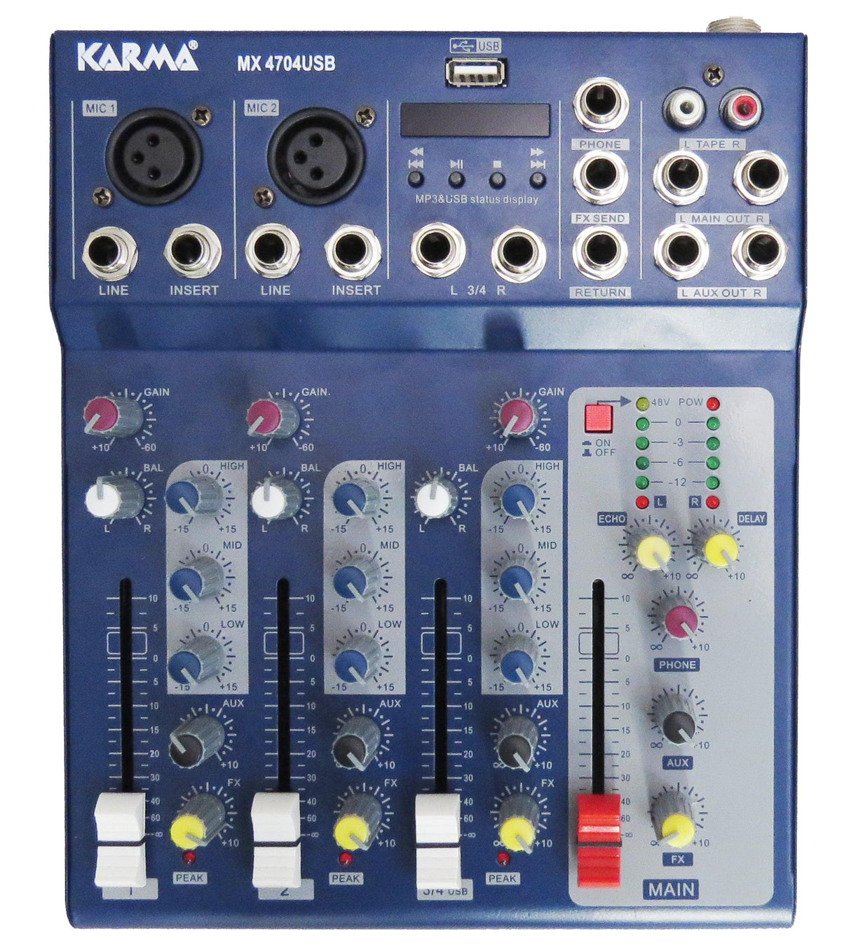 KARMA MX 4704USB Mixer microfonico a 4 canali - TechSoundSystem.com