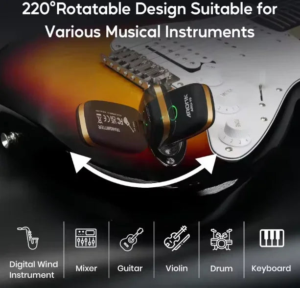 AROMA ARU 10 TRASMETTITORE-RICEVITORE SISTEMA RADIO WIRELESS PER CHITARRA