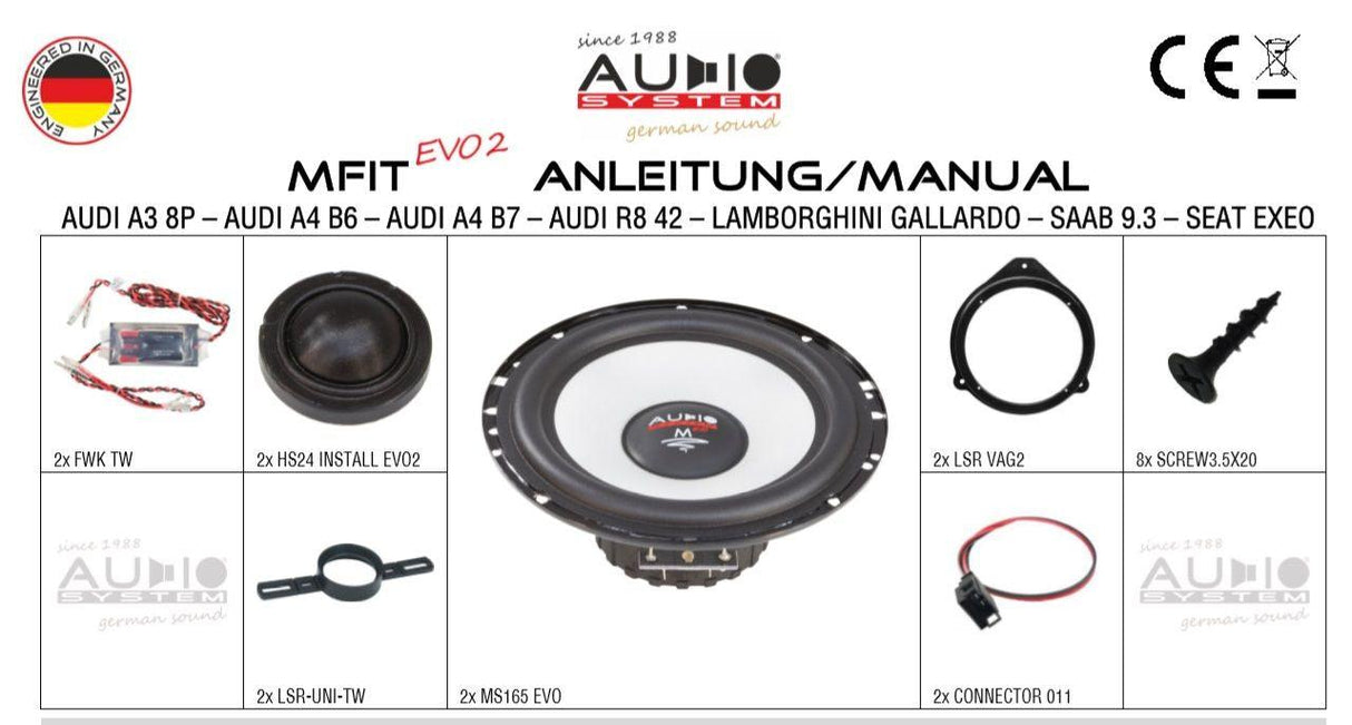 Audio System MFIT AUDI A4 B6 EVO2 Kit altoparlanti 16,5cm per AUDI A4 B6 2000-> - TechSoundSystem.com