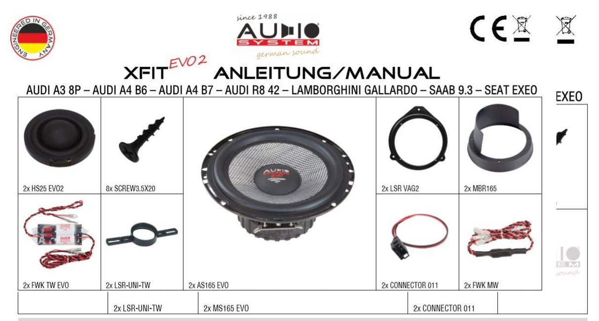 Audio System XFIT AUDI A4 B7 EVO2 kit altoparlanti per AUDI A4 da 16,5cm 2 vie 110 watt RMS - TechSoundSystem.com