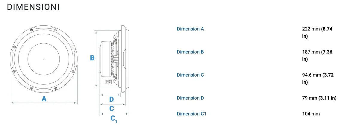 Audison APS 8 R subwoofer 200mm 4 ohm 500W