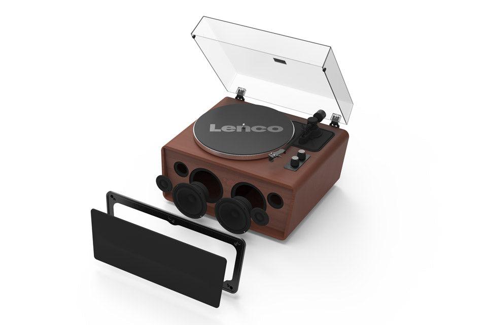 Lenco LS-470 Giradischi in legno con 4 diffusori integrati Potenza totale 70W RMS, Testina Audio-Technica - TechSoundSystem.com