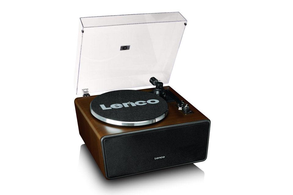 Lenco LS-470 Giradischi in legno con 4 diffusori integrati Potenza totale 70W RMS, Testina Audio-Technica - TechSoundSystem.com