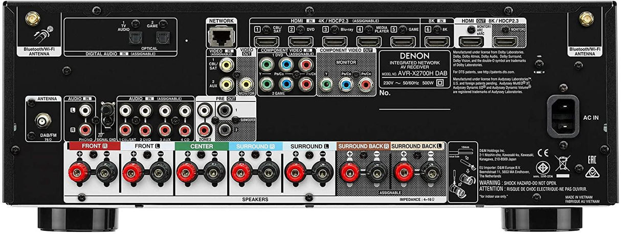 Denon AVR-X2700H DAB sintoamplificatore AV 8K a 7.2 canali con audio 3D, HEOS Built-in e Controllo Vocale - TechSoundSystem.com