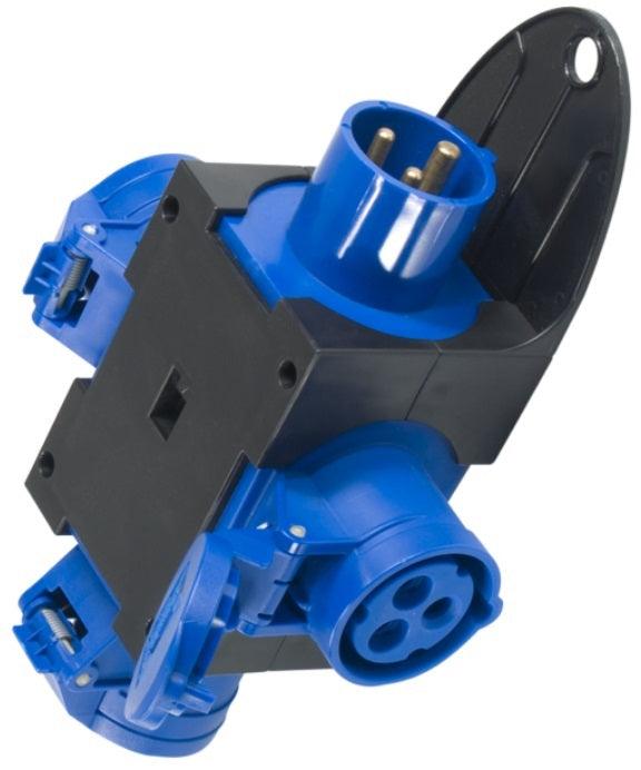 PCE POWER-SPLITTER BOX ALIMENTAZIONE PALCO INGRESSO PRESA 16A-3P OUT 3 USCITE PRESA 16A 2P+T - TechSoundSystem.com