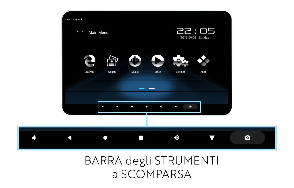 Phonocar VM156 Monitor multimediale 12.5" poggiatesta e APP Ready, WI-FI, Bluetooth e Router - TechSoundSystem.com