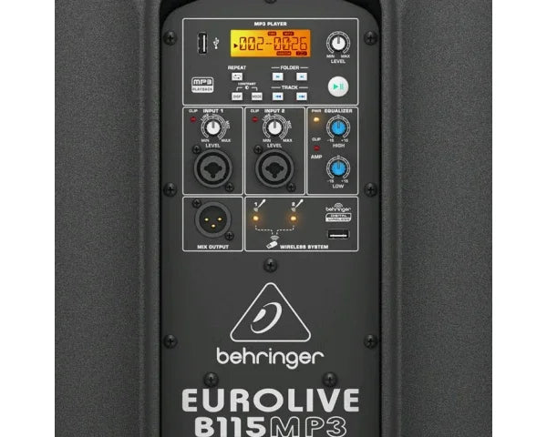 BEHRINGER B115-MP3 EUROLIVE CASSA ATTIVA 1000 WATT 15" 2 INGRESSI + LETTORE MP3 + WIRELESS READY EX-DEMO