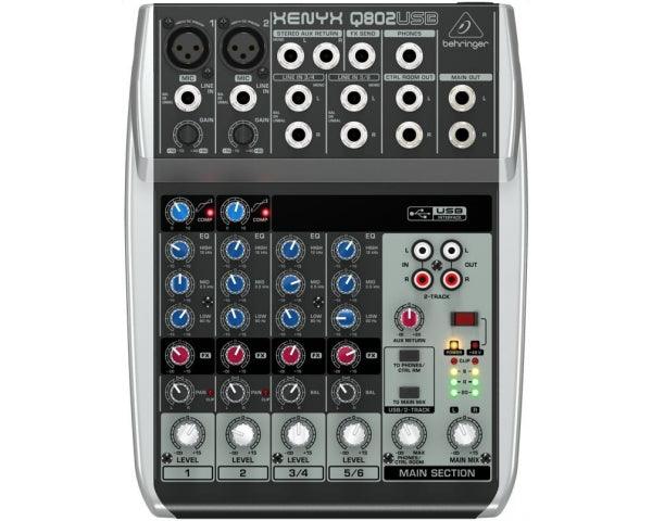 BEHRINGER XENYX Q802-USB MIXER 8 INGRESSI +48V + INTERFACCIA AUDIO USB + SOFTWARE GRATUITO - TechSoundSystem.com