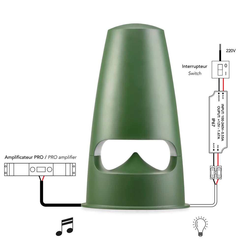Triangle GARDEN 7 Diffusore da esterno 100V/8ohm con luce LED integrata, suono 360°