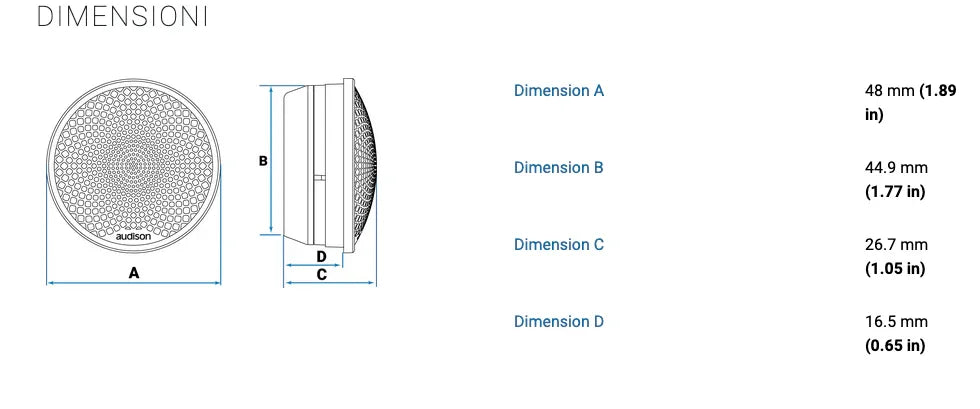 Audison AV 1.1 II serie Voce II coppia di tweeter 28mm + griglie 4 Ohm 180 W