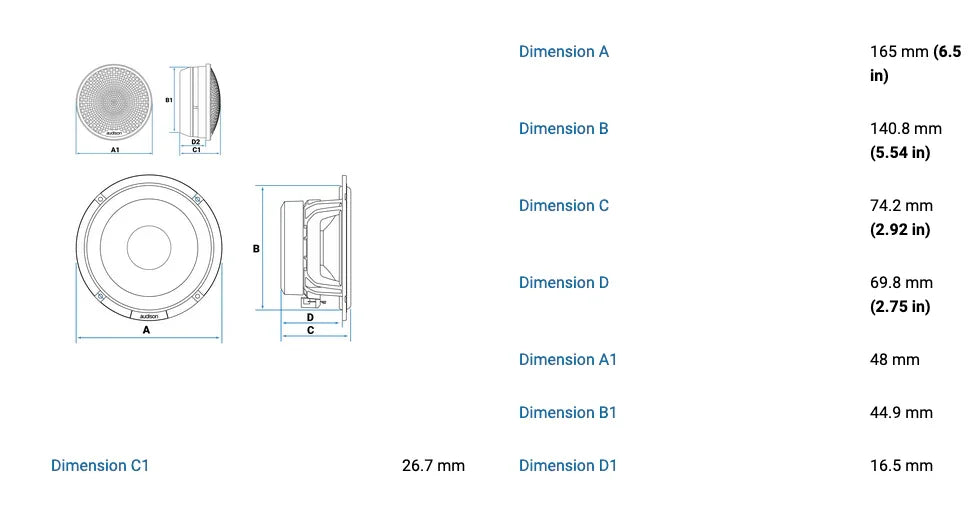 Audison AVK 6A P II kit altoparlanti attivo a due vie woofer + tweeter 165mm 4 Ohm 300W