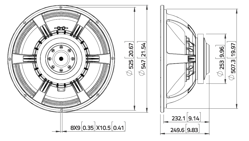 Lavoce SAF214.50 subwoofer 530mm 8 Ohm 4000W