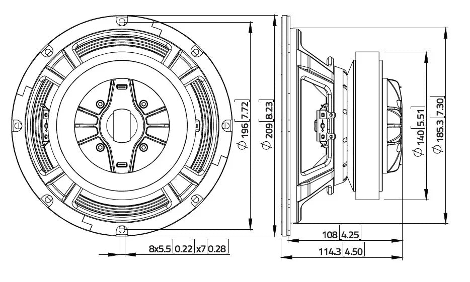 Lavoce CSF082.00K altoparlante coassiale 200mm 8 Ohm 400W