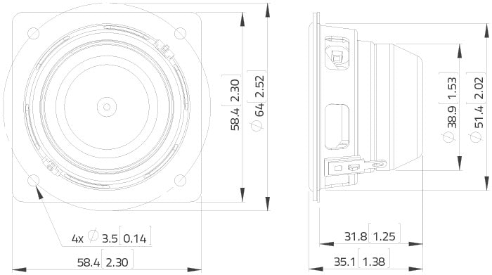 Lavoce FSN020.71F fullrange da 50mm 8 Ohm 30W