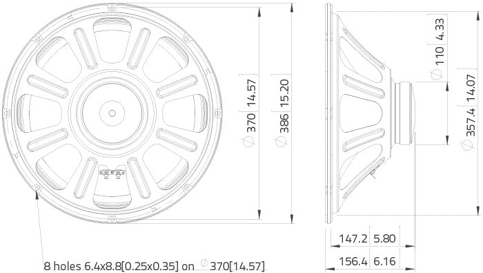 Lavoce LBASS15-15 bass guitar speaker da 380mm 8 Ohm 200W