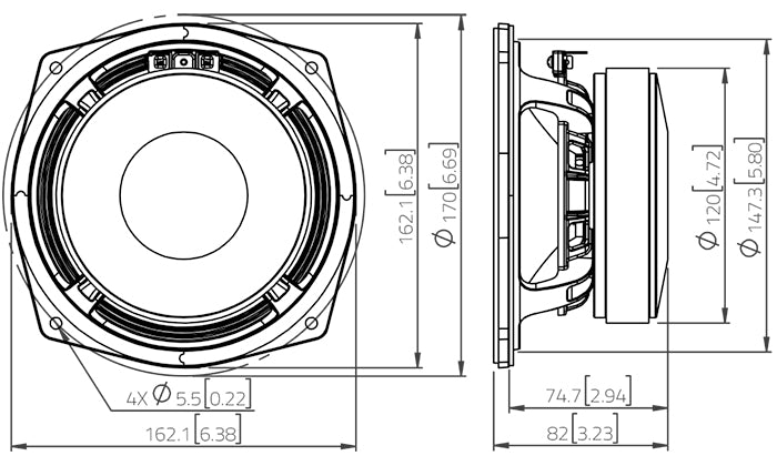 Lavoce MAF061.50 midrange da 165mm 8 Ohm 240W