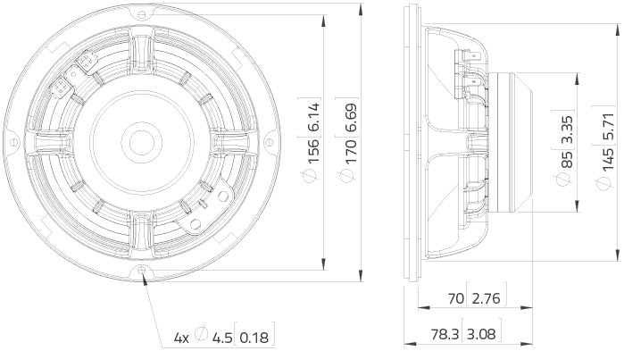 Lavoce MAN061.80 midrange da 165mm 8 Ohm 300W