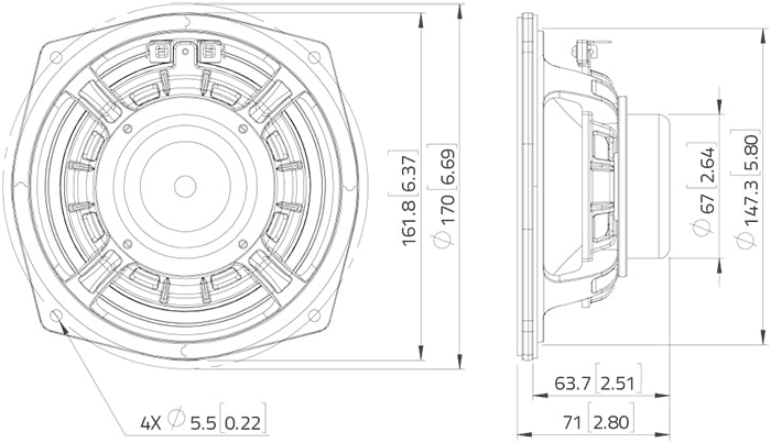 Lavoce MAN062.00 midrange da 165mm 8 Ohm 500W