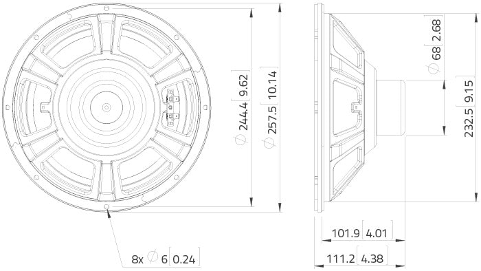 Lavoce NBASS10-20 bass guitar speaker 250mm 8 Ohm 300W