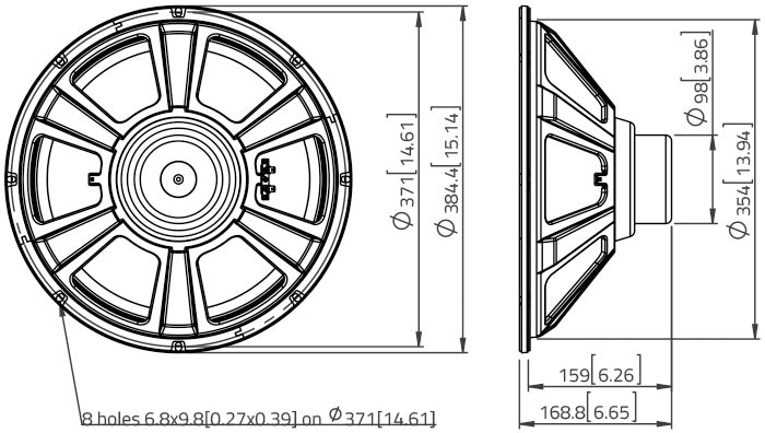 Lavoce NBASS15-30 bass guitar speaker 380mm 8 Ohm 800W
