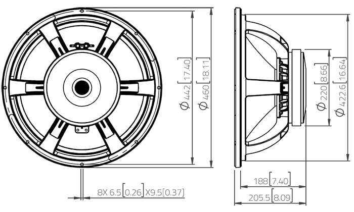 Lavoce SAF184.05 subwoofer da 460mm 8 Ohm 2000W