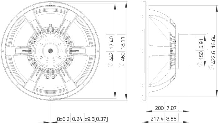 Lavoce SAN184.02 subwoofer da 460mm 8 Ohm 2400W