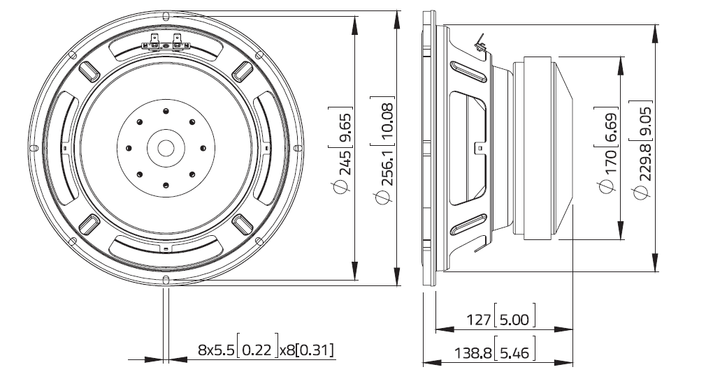 Lavoce SSF102.50L subwoofer da 10” 8 Ohm 800W
