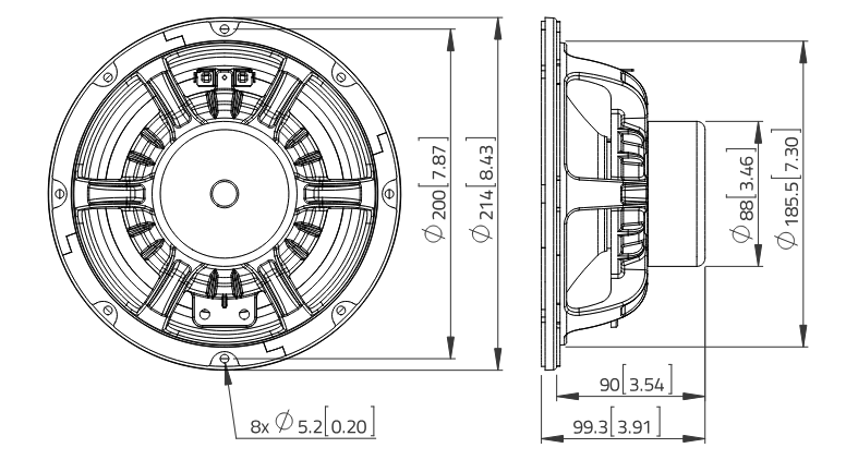 Lavoce WAN082.50 woofer da 200mm 8 Ohm 500W