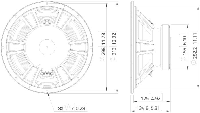 Lavoce WSF121.70G guitar speaker 300mm 8 Ohm 200W