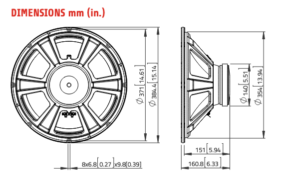 Lavoce WSF152.02 woofer da 380mm 8 Ohm 400W