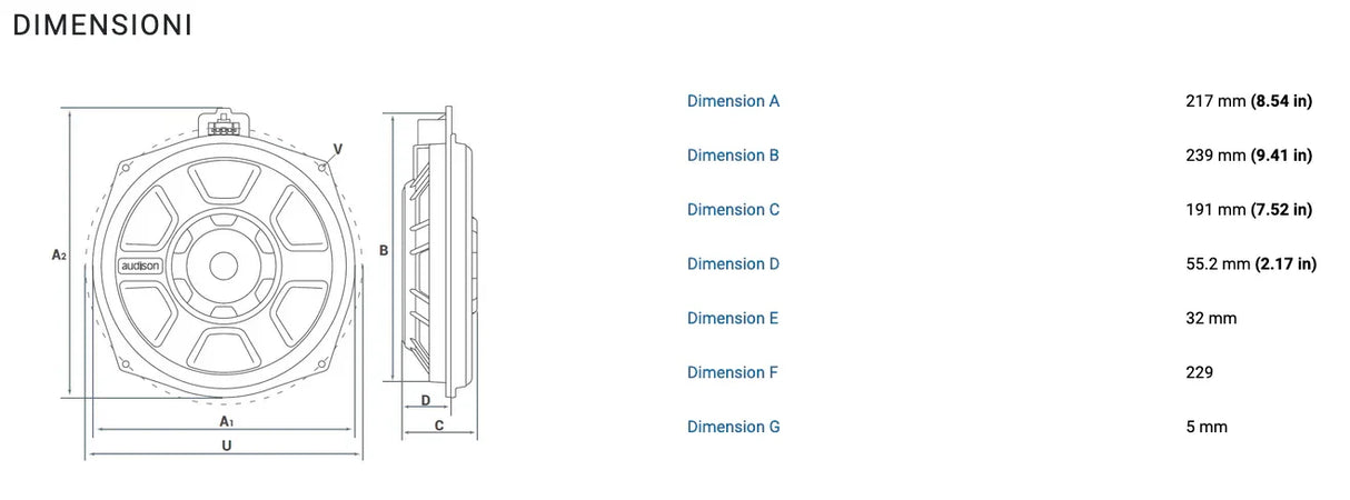 Audison APBMW S8-4.2 subwoofer per BMW e Mini 200mm 4 ohm 300W