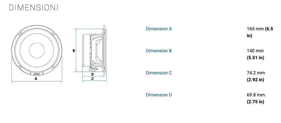 Audison AVX 6.5 II coppia coassiali 165mm 4 Ohm 240W