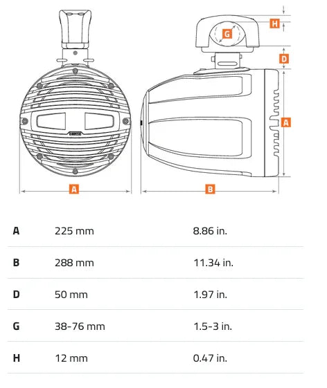 Hertz HTX 8 M-CL-TW/C altoparlante coassiale nautico chiuso 200mm 4 Ohm 200W
