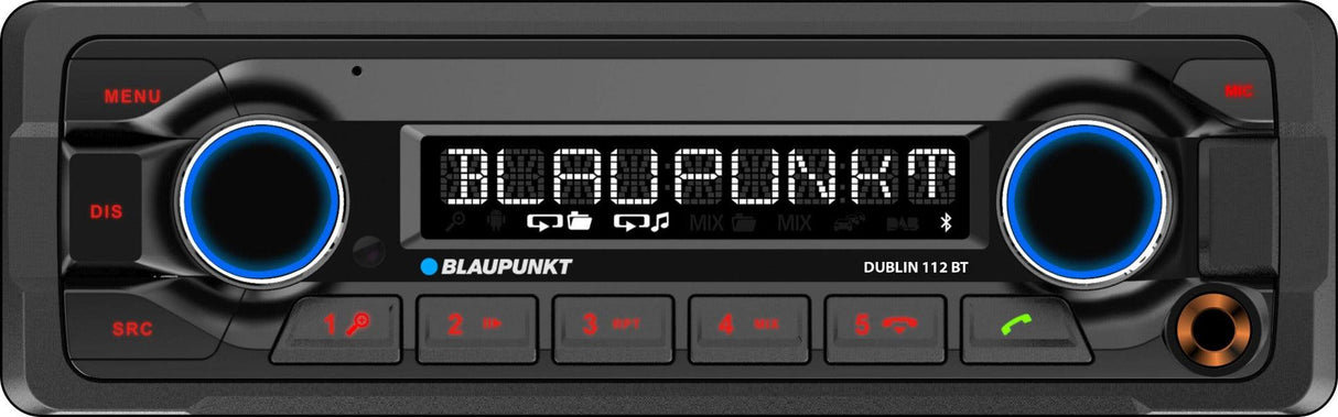 Blaupunkt Dublin 112 BT autoradio 1 Din Bluetooth MP3 USB AUX serie Heavy Duty - TechSoundSystem.com