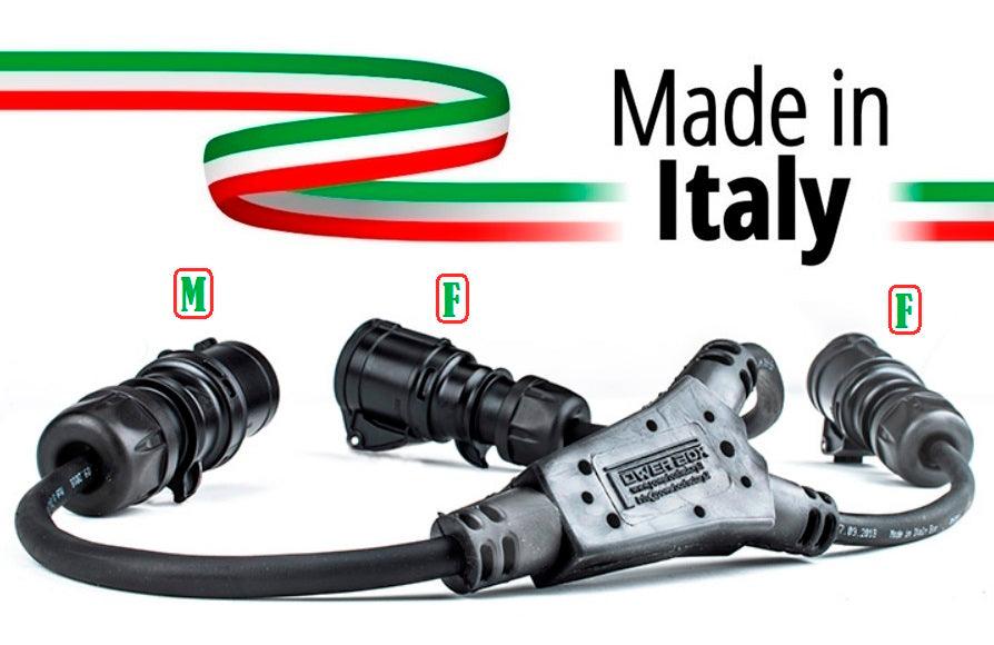 SPLITTER CEE SDOPPIO MADE IN ITALY SPINA PCE 16A MASCHIO 3 POLI 2P+T IP44 A 2 PRESE 16A FEMMINA PCE - TechSoundSystem.com
