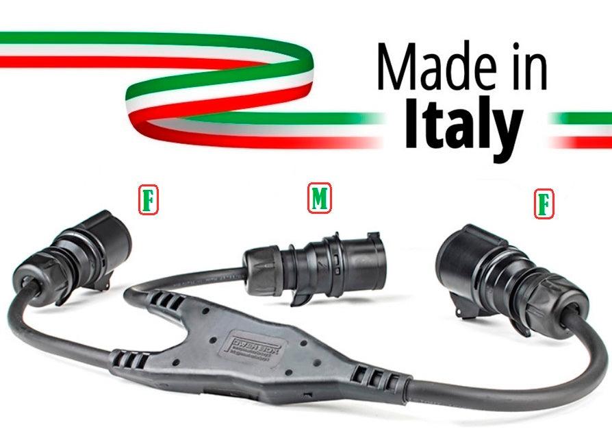 SPLITTER CEE SDOPPIO MADE IN ITALY SPINA PPE 32A MASCHIO 3 POLI 2P+T IP44 A PRESA 32A FEMMINA PPE LOOP 32A 3P - TechSoundSystem.com